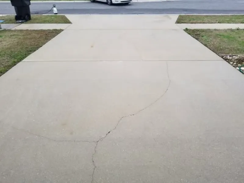 Freshly pressure-washed concrete driveway in Gainesville, FL